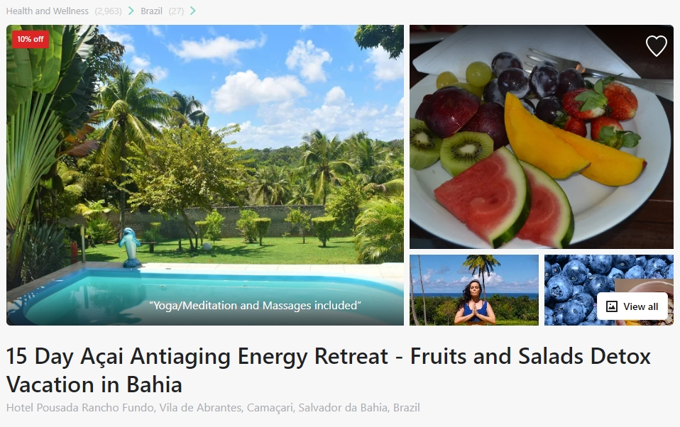 Açai Antiaging Energy Retreat - Fruit and Salad Detox Vacation in Bahia Brazil